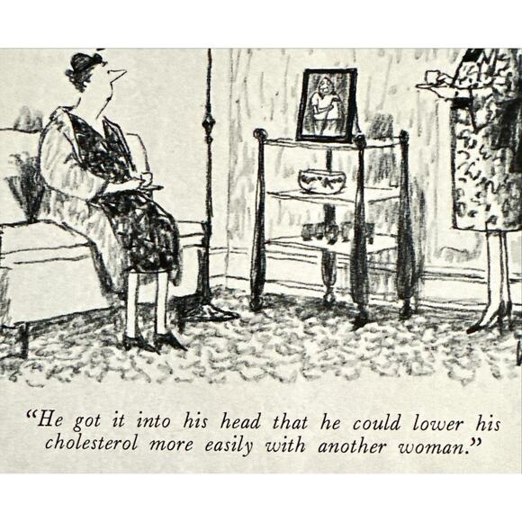 Framed Vintage New Yorker Magazine 8x10 Weber Cartoon Clipping Cholesterol - Picture 3 of 5